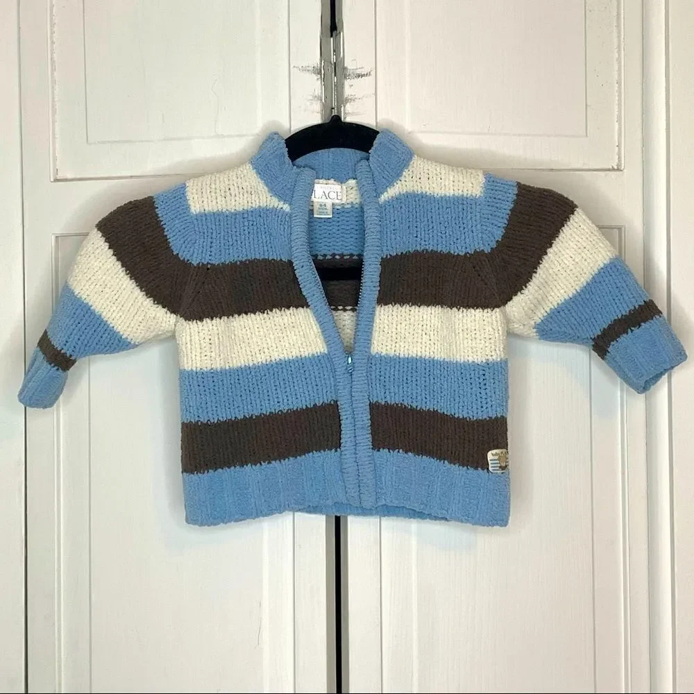 💕3 for $15💕 The Children’s Place Zip Up Blue Stripe Sweater